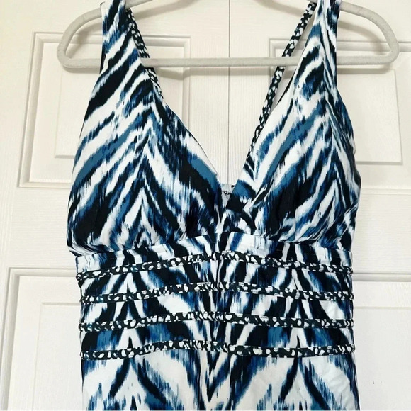 La Blanca Blue Tie Dye Cross Back One Piece - Picture 2 of 7